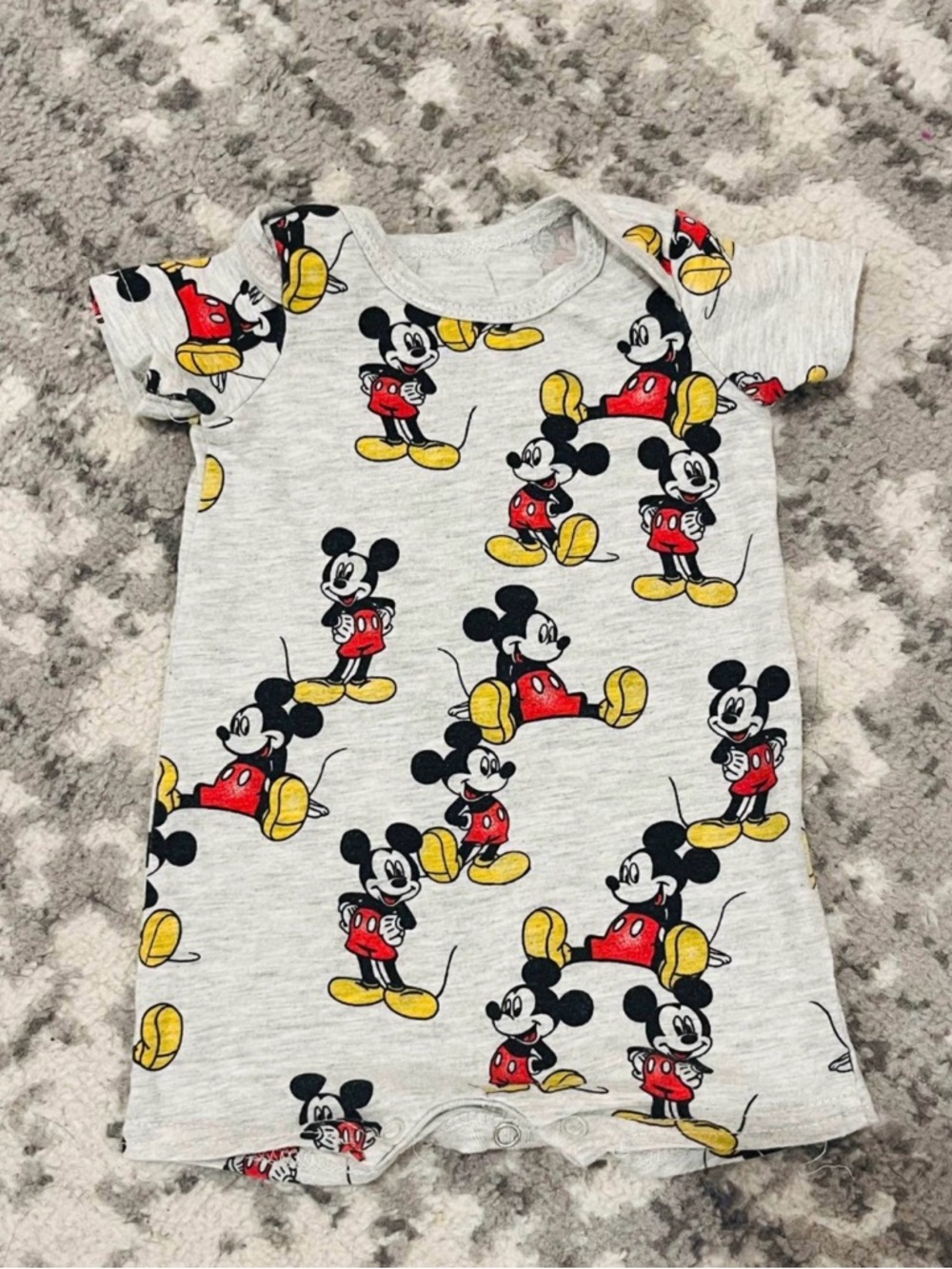 Disney Mickey Mouse Gray Red Yellow Black Baby One-Piece Bodysuit